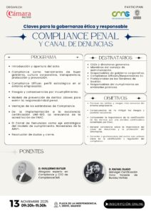 Programa evento Cámara Madrid sobre Canal de Denuncias - Noviembre 2025