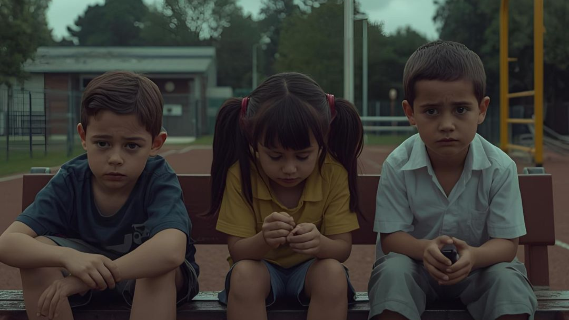 niños tristes en un colegio. Evitar el acoso escolar con compliance.